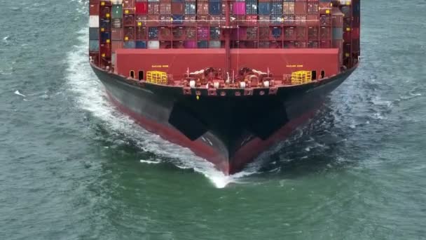 Container Ship Bow Havet Flygfoto — Stockvideo