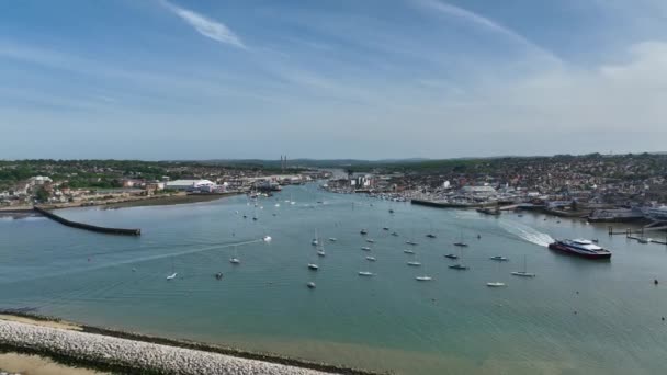 Iates Barcos Estuário Cowes Ilha Wight Reino Unido — Vídeo de Stock