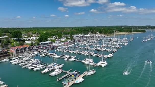 Hamble Marina Summer Aerial View — Stock Video