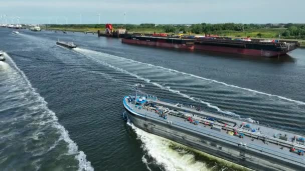 Liquid Cargo Tanker Vessel Transporting Cargo Rotterdam Port — Stock Video