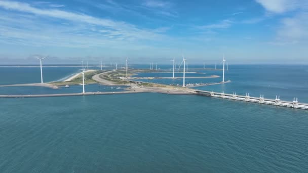 Una Isla Artificial Los Países Bajos Neeltje Jans Aerial View — Vídeos de Stock
