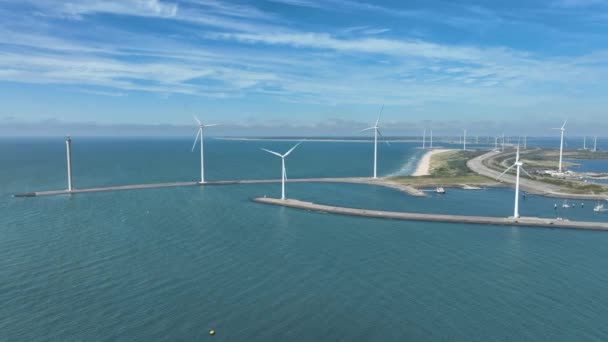 荷兰的一个人工岛Neeltje Jans Aerial View — 图库视频影像