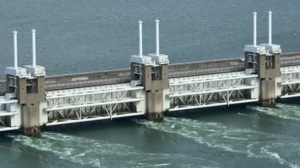 Eastern Scheldt Storm Surge Barrier Aerial View — Stock Video