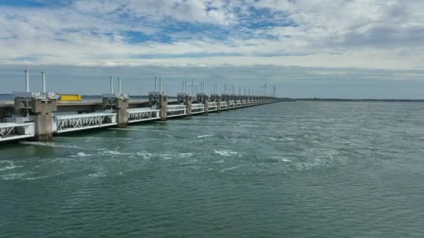 Storm Surge Barrier Στις Κάτω Χώρες Προστασία Της Ηπειρωτικής Χώρας — Αρχείο Βίντεο