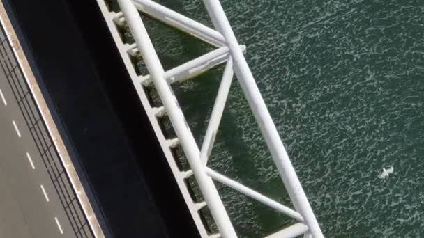 Storm Surge Barrier Nella Schelda Orientale Una Vista Volo Uccello — Video Stock