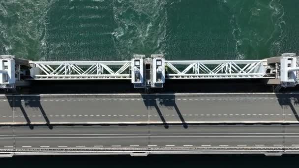 Bird Eye View Storm Surge Barrier Στην Ολλανδία — Αρχείο Βίντεο