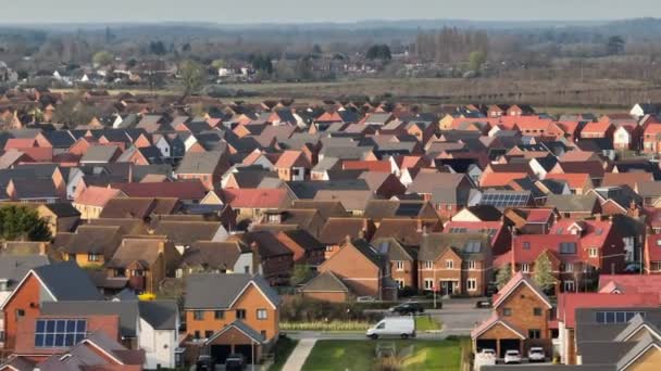 Modern Houses Homes New Build Estate Seen Air — Stok Video