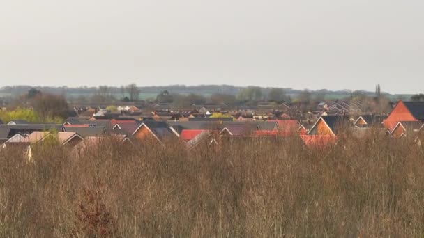 Nuevas Casas Casas Nuevo Edificio Del Reino Unido Visto Desde — Vídeos de Stock