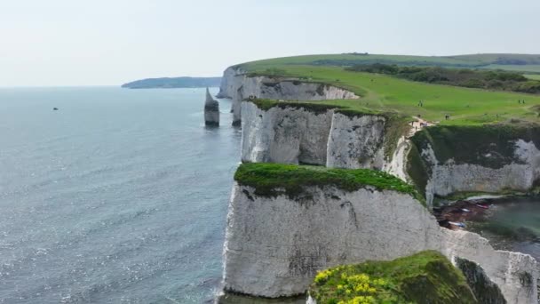 Starý Harry Rocks Chalk Cliff Formation Eroded Sea — Stock video