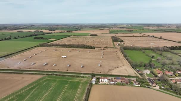 Outdoor Reared Free Range Pig Farm Aerial View — Stock Video