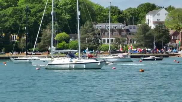 Яхты Лодки Суда Реке Летом — стоковое видео