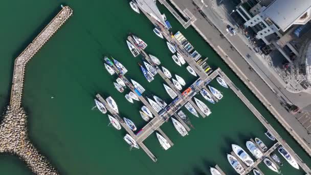 Vista Del Ojo Pájaro Del Poole Yacht Marina Muelle — Vídeos de Stock