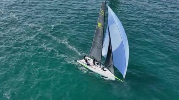 Yacht Racing Sommar Flygfoto — Stockvideo