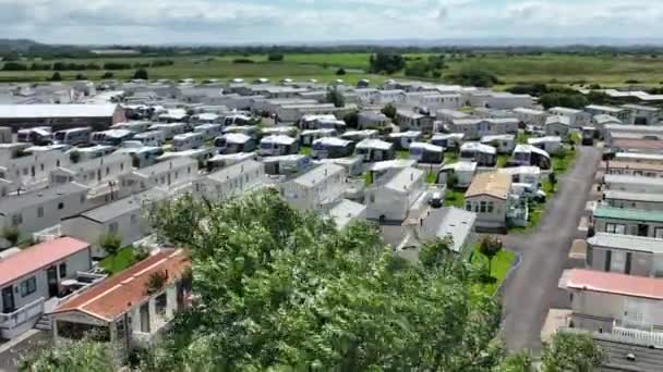 Aerial View Static Caravan Park Holiday Home England — Stock video