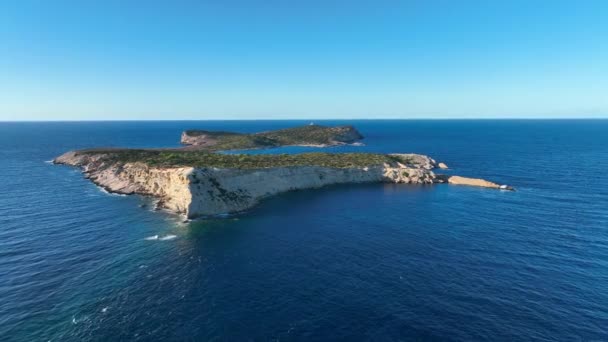 Insel Illa Conillera Auf Ibiza Aus Der Luft — Stockvideo