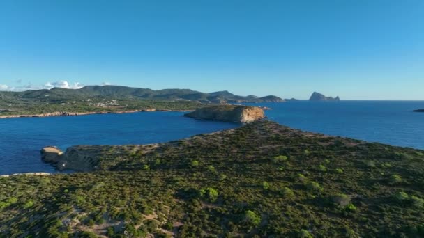 Bela Costa Ibiza Vista Aérea Pôr Sol — Vídeo de Stock