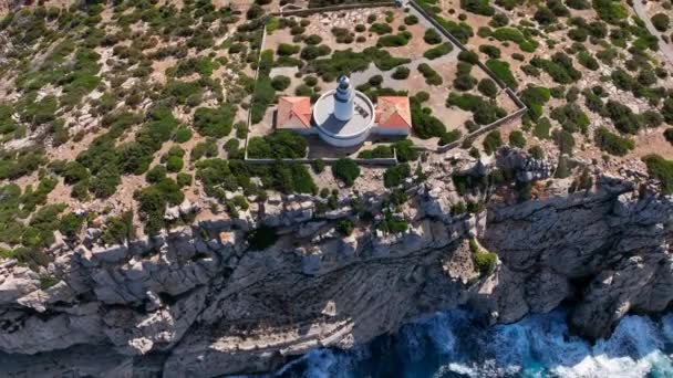 Farol Olhando Para Mar Penhasco Ibiza — Vídeo de Stock