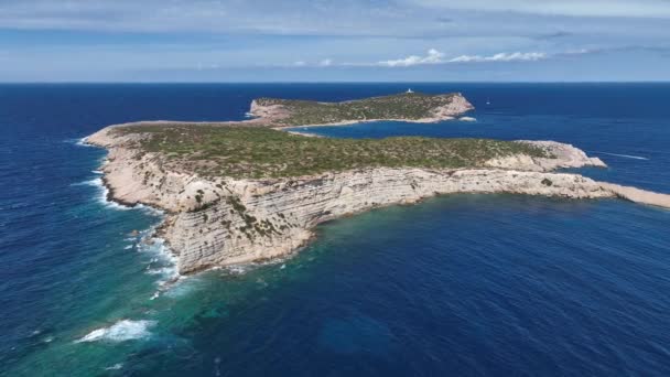 Isla Illa Conillera Frente Costa Oeste Ibiza — Vídeos de Stock