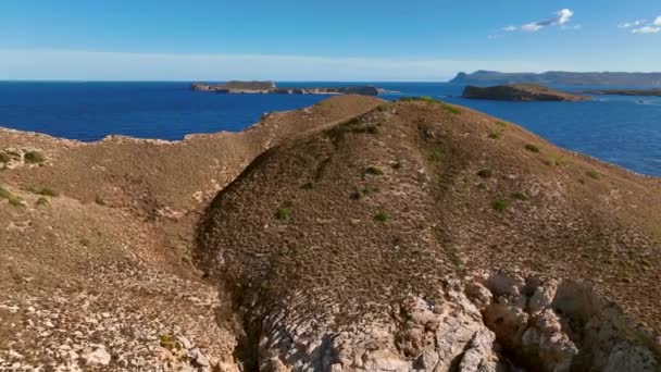 Small Island West Coast Ibiza Summer Aerial View — Stock Video