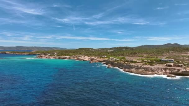 Vista Verão Costa Oeste Ibiza Cala Bassa — Vídeo de Stock