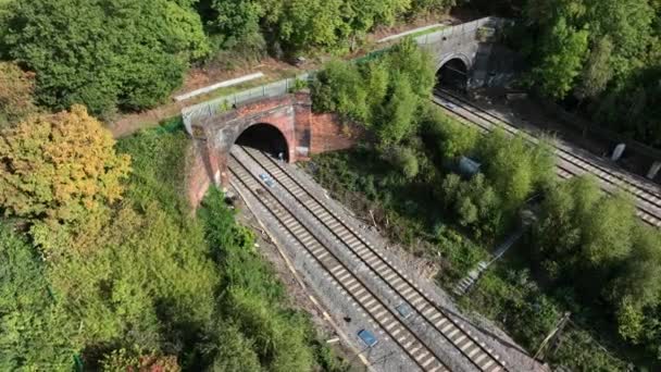 Hızlı Banliyö Treni Bir Tünel Taşıma Yolcusuna Giriyor — Stok video