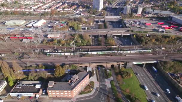 Commuter Vonatok Itt London Aerial View — Stock videók