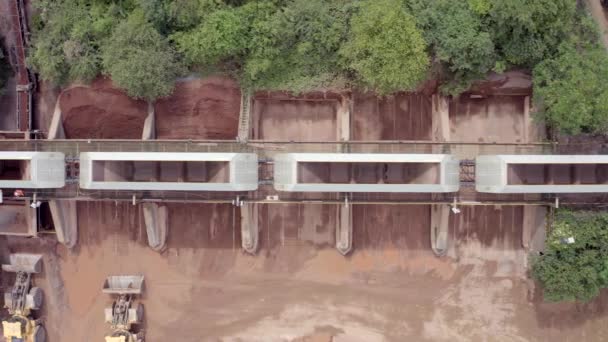 Bird Eye View Van Goederentrein Vrachtwagenhoppers — Stockvideo