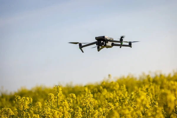 Farming Drone Flying Over a Crop Monitoring Plant Health for Crop Yield