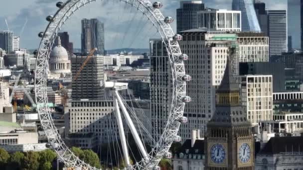 Das London Eye Ist Eine Touristenattraktion London Mit Big Ben — Stockvideo