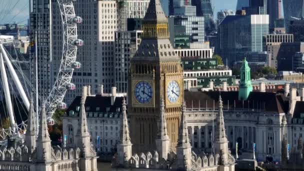 Big Ben Και Elizabeth Tower Εικονογραφικό Ορόσημο Του Λονδίνου Πρωτεύουσα — Αρχείο Βίντεο