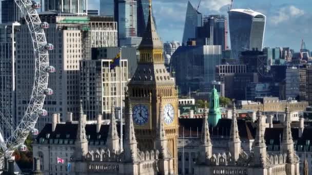 Big Ben Och Elizabeth Tower Det Ikoniska Landmärket London Englands — Stockvideo