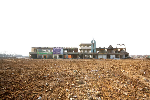 Construction in a demolition scene land