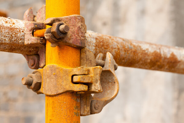 rusty scaffold in a construction site