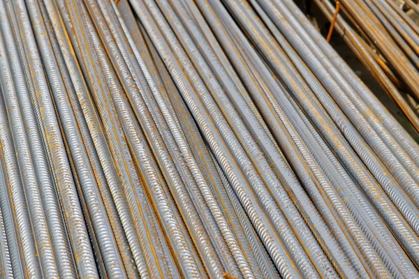 Steel rebar in a construction site — Stock Photo, Image