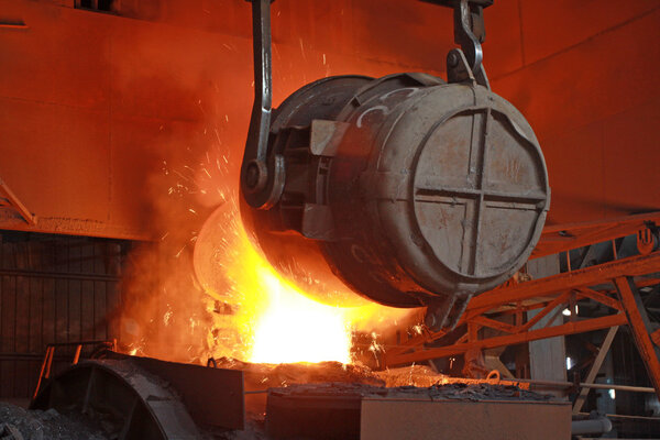 red hot molten steel