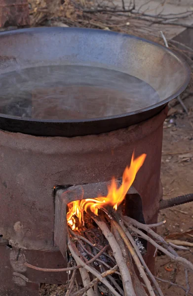 Burning wood stove — Stock Photo, Image