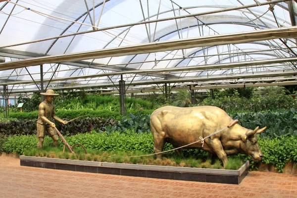 Statue en bronze dans l'agriculture moderne agriculture sculpture exposition — Photo