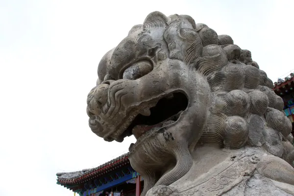 Lion de pierre, artisanat traditionnel chinois ancien — Photo