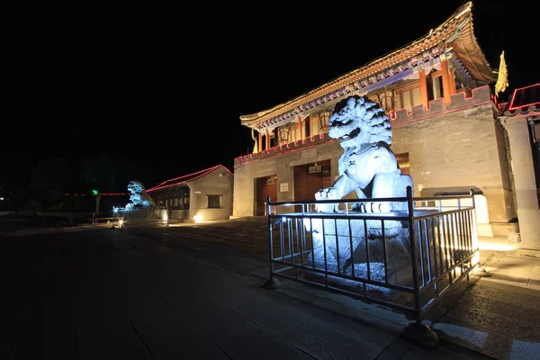 Antica architettura tradizionale cinese di notte, in un parco — Foto Stock
