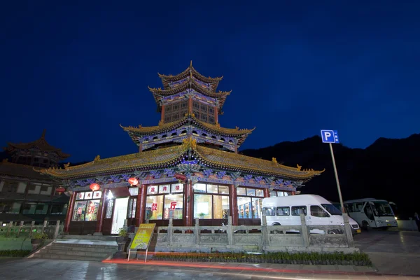 Wooden antique architecture in a scenic area in the evening, Nor — Stock Photo, Image