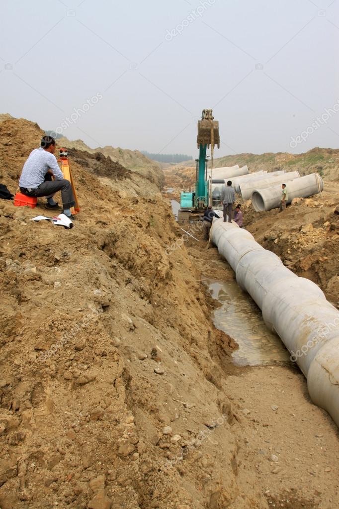 Drainage pipe construction site — Stock Photo © lnzyx 26913957