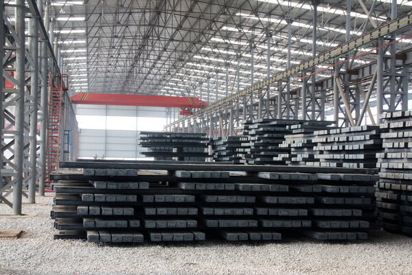 steel ingot in enterprise warehouse workshop