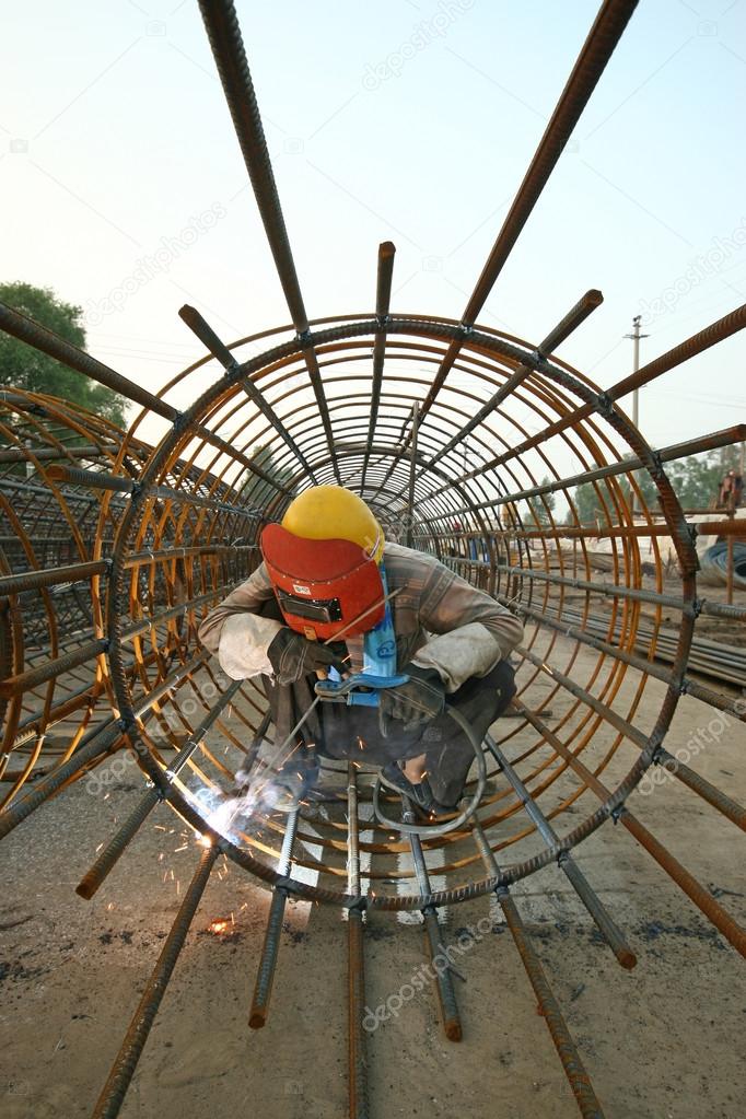 electric welders in a construction site