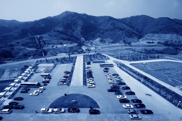 Mountains tourist area parking lot — Stock Photo, Image