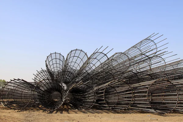 Steel rebar component in a construction site — Stock Photo, Image