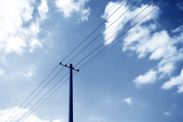 Blue sky telegraph pole — Stock Photo, Image
