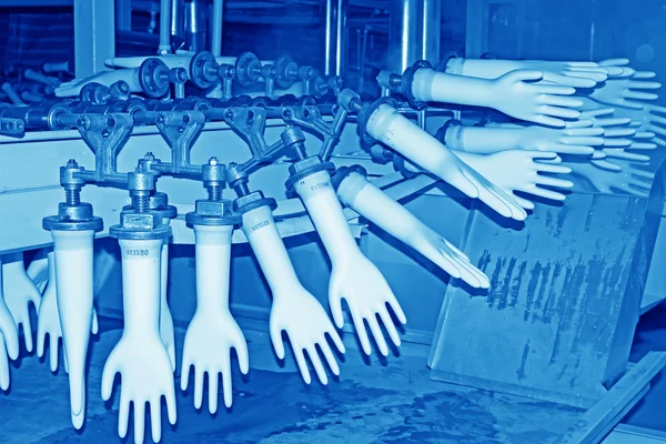 Acrylonitrile butadiene gloves production line — Stock Photo, Image