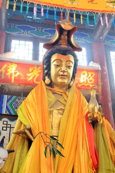 Closeup of buddhism statues in a temple — Stock Photo, Image