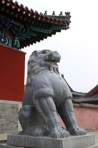 Taş ve aslanlar bir tapınak — Stok fotoğraf
