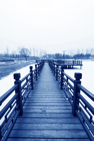 Ponte di legno in stile tradizionale cinese — Foto Stock
